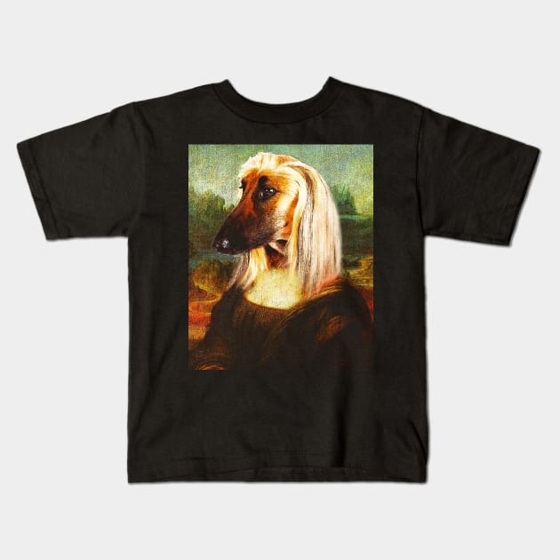 Cool Tees Mona Lisa Dog Kids T-Shirt by COOLTEESCLUB